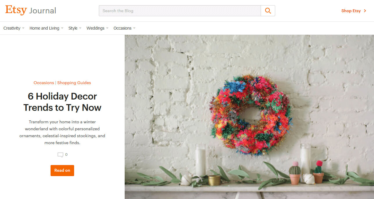 Etsy Journal WordPress website