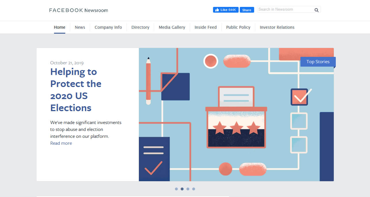 Facebook Newsroom WordPress website