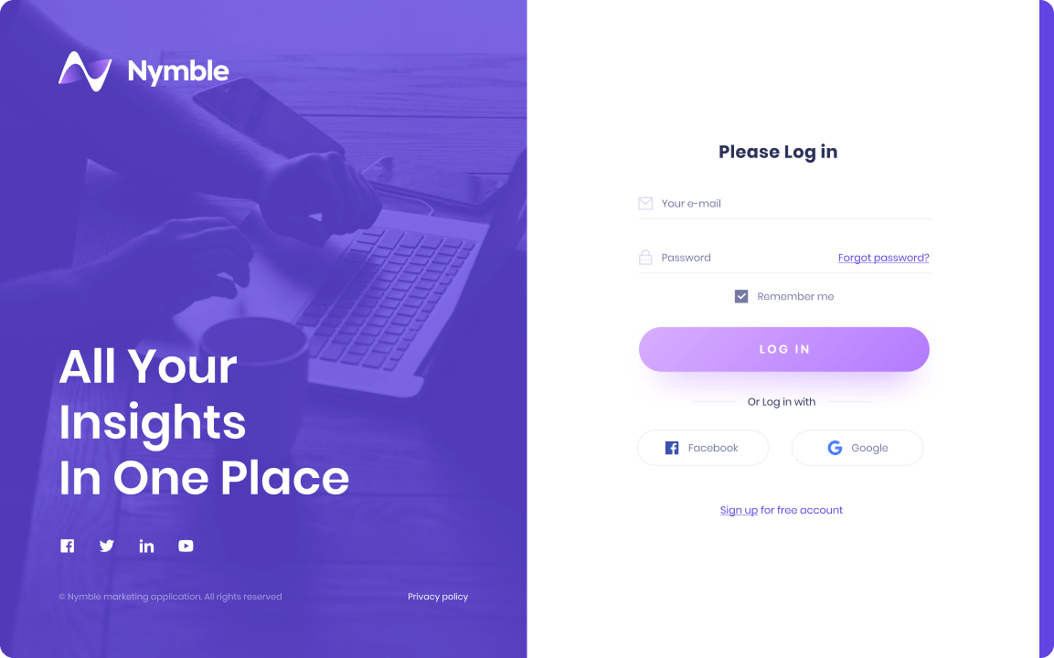 Nymble Website Main page