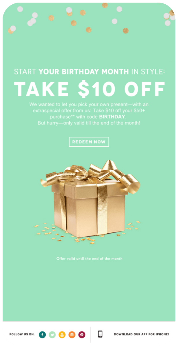 Email marketing newsletter personal birthday example