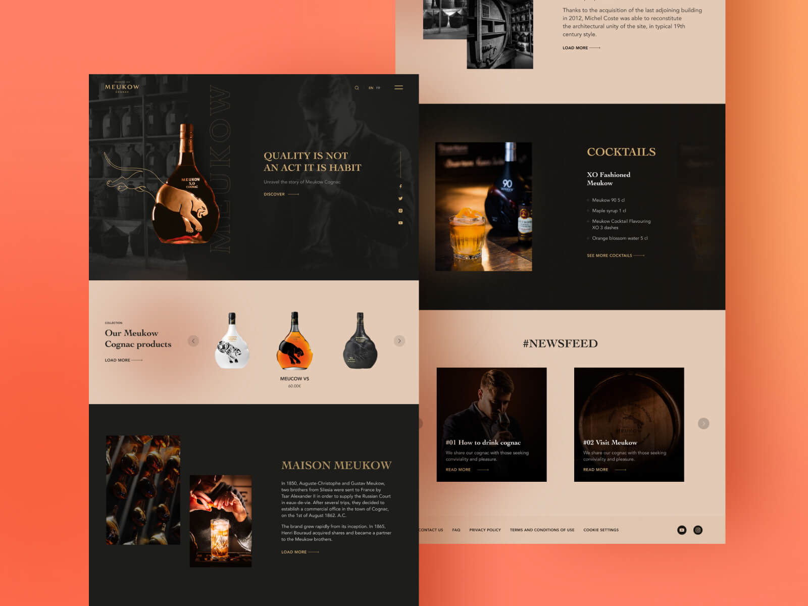 Web design for Meukow Cognac