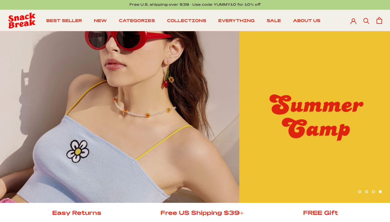 Snack Break landing page screenshot