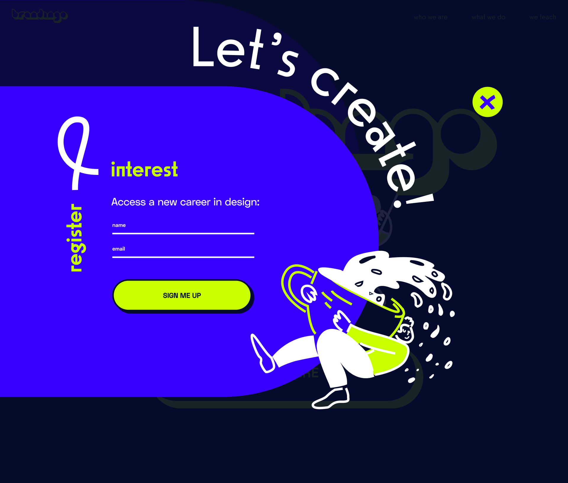 Brandingo school sign up popup