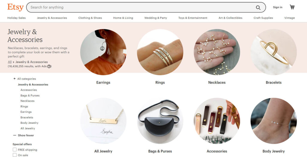 Etsy product images websites examples