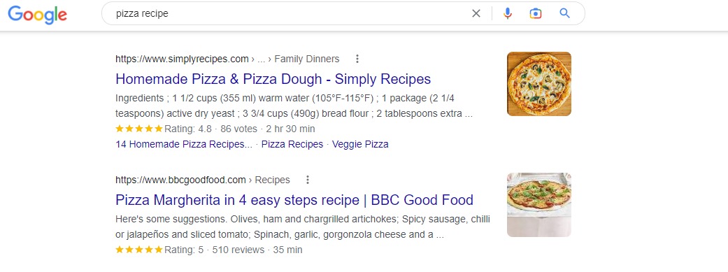 Google search results page
