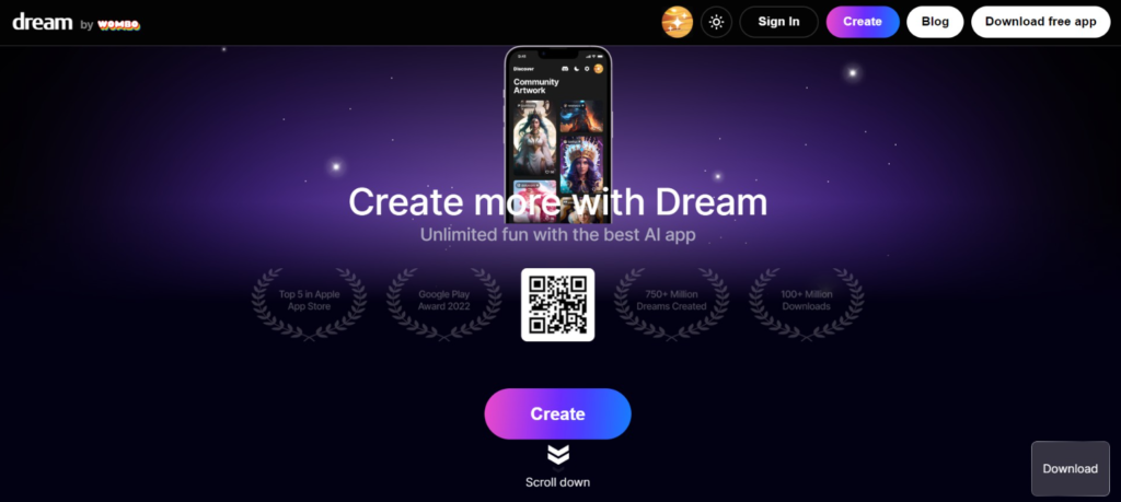 Dream by WOMBO website