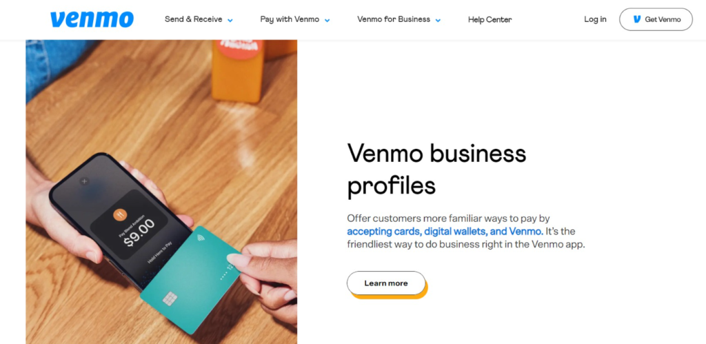Venmo for Business website
