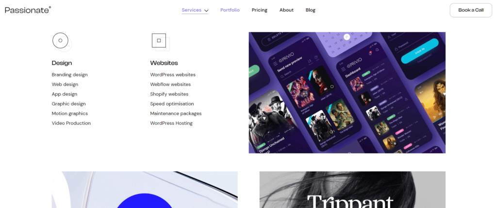 Passionate Design Agency's website as a Creative as a service
