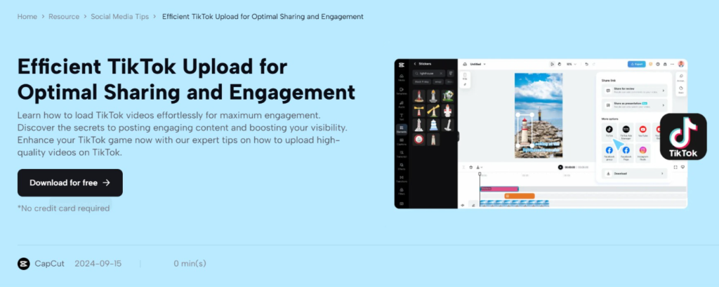 Capcut, an app used for Tiktok editing and sharing