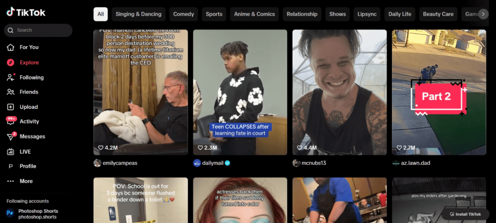 Tiktok's Explore Discovery Design