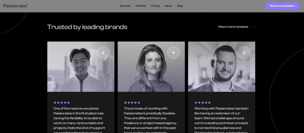 Social Proof to Build Trust - Passionate Agency Clients' Feedback